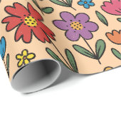 Colorful Cute Spring Flowers - Wrapping Paper Roll ラッピングペーパー (ロールコーナー)