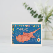 Colorful Cyprus Map Postcard ポストカード (スタンド正面)