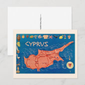 Colorful Cyprus Map Postcard ポストカード (正面/裏面)