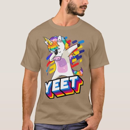 Colorful Dabbing Dancing Unicorn Celebration Tシャツ (正面)