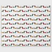 Colorful Dachshund Christmas Pattern ラッピングペーパー (フラット)