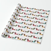 Colorful Dachshund Christmas Pattern ラッピングペーパー (アンロールド)