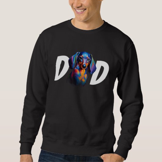 Colorful Dachshund Dad Dog Fathers Day Men スウェットシャツ (正面)