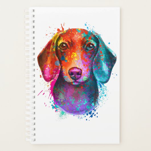 Colorful Dachshund Dog Art Illustration プランナー手帳 (正面)