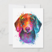 Colorful Dachshund Dog Art Illustration 招待状 (正面)