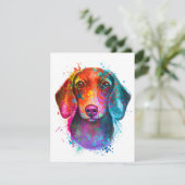 Colorful Dachshund Dog Art Illustration 招待状 (スタンド正面)