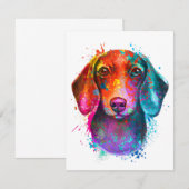 Colorful Dachshund Dog Art Illustration 招待状 (正面/裏面)