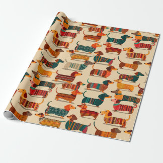 Colorful Dachshund Sweater Pattern Wrapping Paper ラッピングペーパー