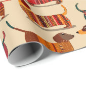 Colorful Dachshund Sweater Pattern Wrapping Paper ラッピングペーパー (ロールコーナー)