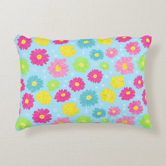 Colorful Daisies アクセントクッション (正面)