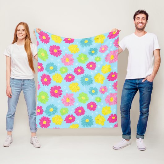 Colorful Daisies フリースブランケット (インサイチュ)