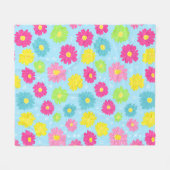 Colorful Daisies フリースブランケット (正面(横))
