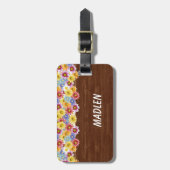 Colorful Daisies on Wood ラゲッジタグ (正面縦)