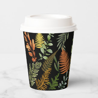 Colorful Dark Fern Botanical Foliage Floral  Paper 紙コップ