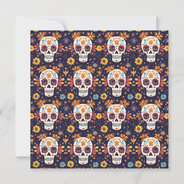 Colorful day of the dead sugar skull seamless patt (正面)