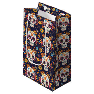 Colorful day of the dead sugar skull seamless patt スモールペーパーバッグ