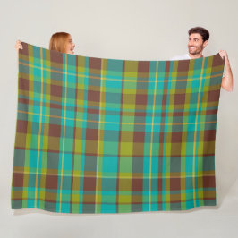 Colorful decorative retro bohemian plaid フリースブランケット