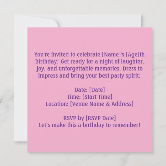 Colorful Design Birthday Party Invitation  招待状 (裏面)