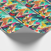 Colorful design of Christmas trees ラッピングペーパー (角)