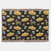 Colorful Día de Muertos Mexican Fiesta Throw Blank スローブランケット (正面)