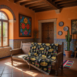 Colorful Día de Muertos Mexican Fiesta Throw Blank スローブランケット