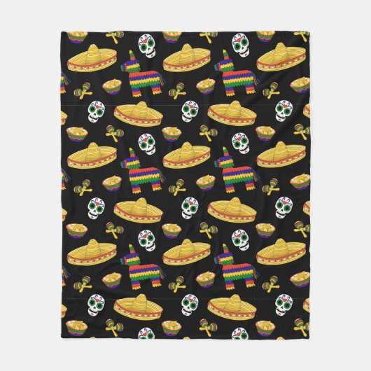 Colorful Día de Muertos Mexican Fiesta Throw Blank フリースブランケット (正面)