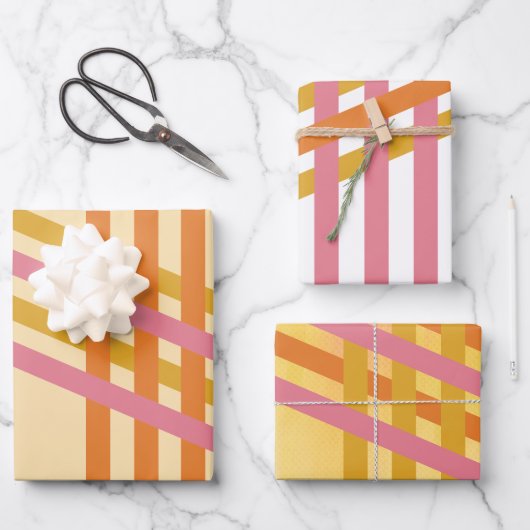 Colorful Diagonal Stripes Generic Gift ラッピングペーパーシート (正面)