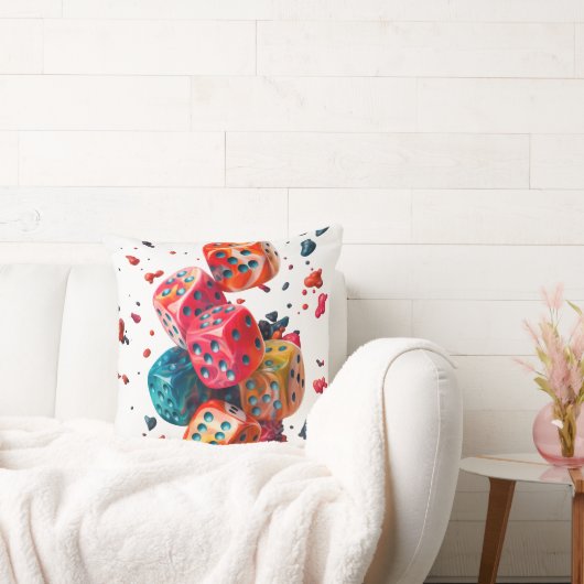 Colorful Dice Throw Pillow クッション (ソファ)