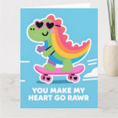 Colorful Dino Love Funny Valentine Card カード (正面)