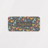 Colorful dinosaur cartoon cute pattern gray name  ラベル (デザイン1)