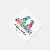 Colorful Dinosaur Gay Wedding T-Rex Two Grooms スタンダードカクテルナプキン (角)