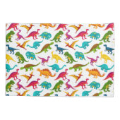 Colorful Dinosaur Pattern with Name T-Rex Green 枕カバー (裏面)