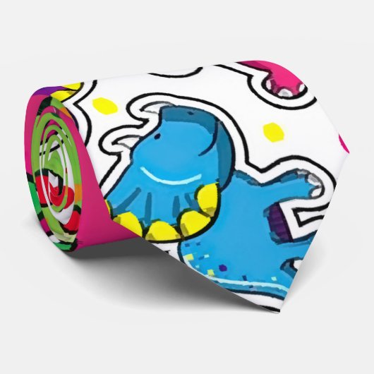 Colorful Dinosaur Seamless Pattern, Dinosaur Seaml ネクタイ (ロール)