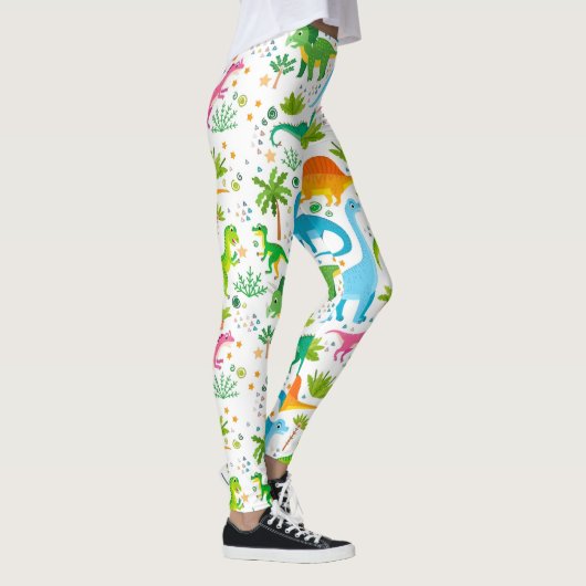 Colorful Dinosaur Seamless Pattern, Dinosaur Seaml レギンス (右)