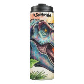 Colorful Dinosaur Tropical Leaves Roaring タンブラー (正面)