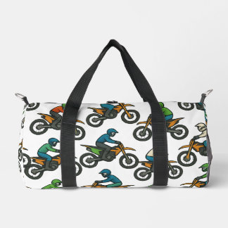 Colorful Dirt Bike Rider Pattern Motocross ダッフルバッグ