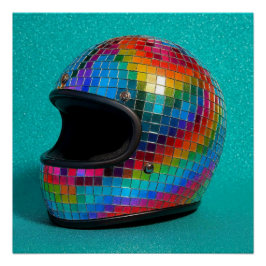 Colorful Disco Helmet Print. ポスター