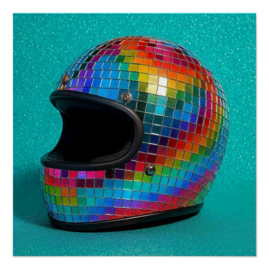 Colorful Disco Helmet Print. ポスター (正面)