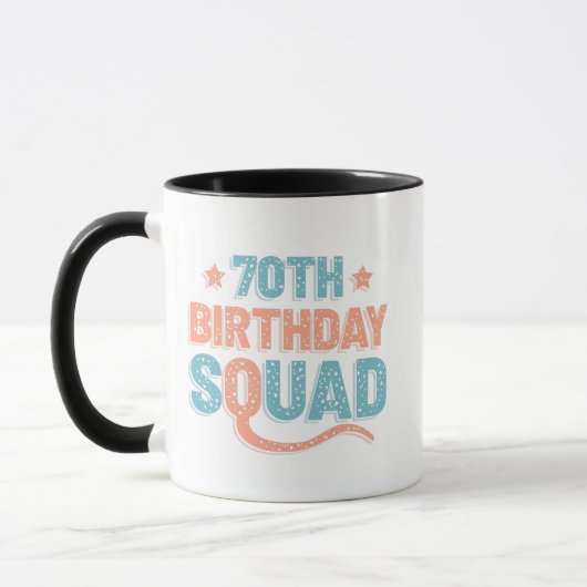 Colorful Distressed 70th birthday squad マグカップ (左)