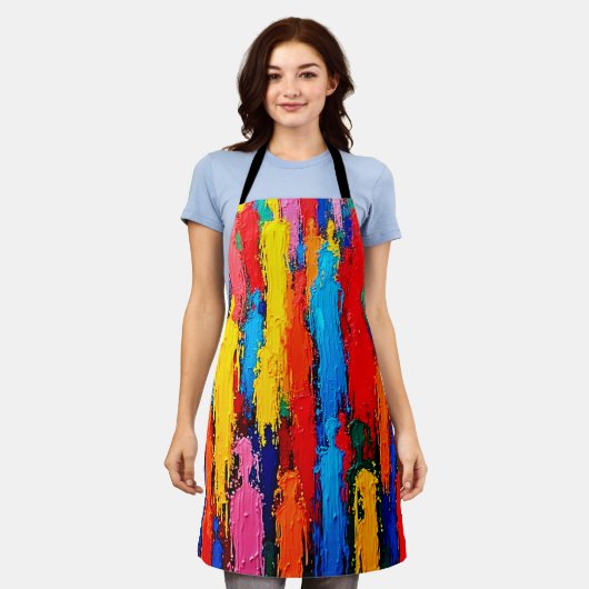 Colorful Diverse Human Connection Art エプロン (着用した状態)