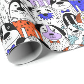 Colorful Dog Crowd Pattern ラッピングペーパー (ロールコーナー)