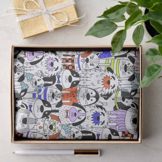 Colorful Dog Crowd Pattern 薄葉紙 (ギフト)