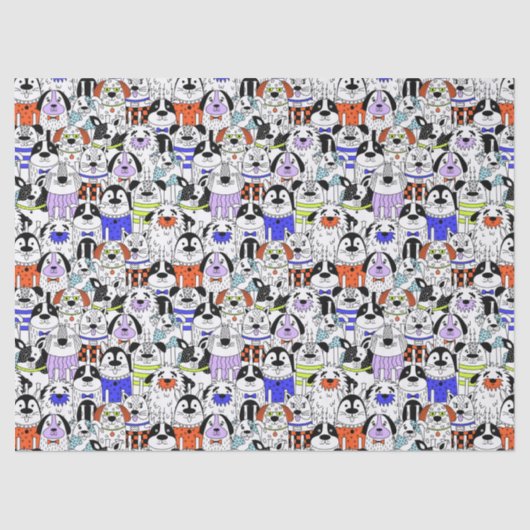 Colorful Dog Crowd Pattern 薄葉紙 (正面)