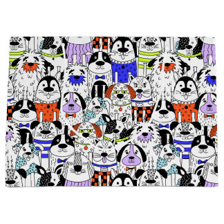 Colorful Dog Crowd Pattern Medium Gift Bag ラージペーパーバッグ