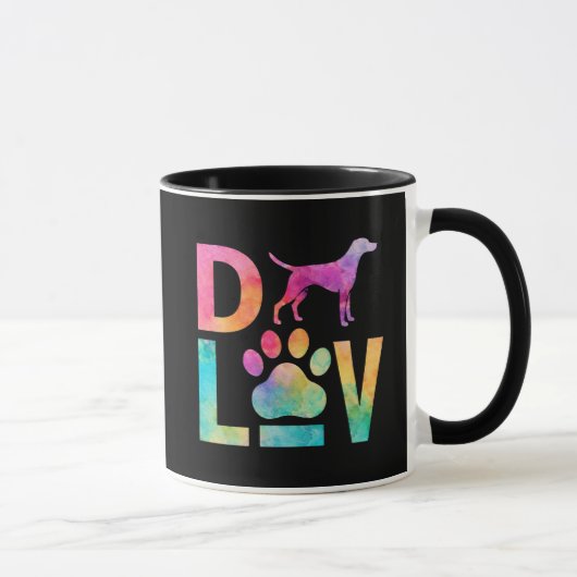 Colorful Dog Love Paw Watercolor Art マグカップ (右)