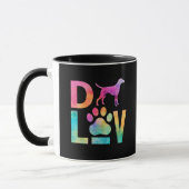 Colorful Dog Love Paw Watercolor Art マグカップ (左)