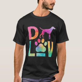 Colorful Dog Love Paw Watercolor Art Tシャツ