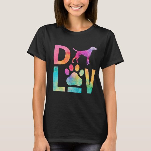Colorful Dog Love Paw Watercolor Art Tシャツ (正面)