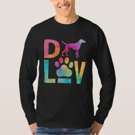 Colorful Dog Love Paw Watercolor Art Tシャツ