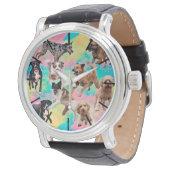 Colorful Dogs Wrist Watch – Fun Puppy Pet 腕時計 (アングル)